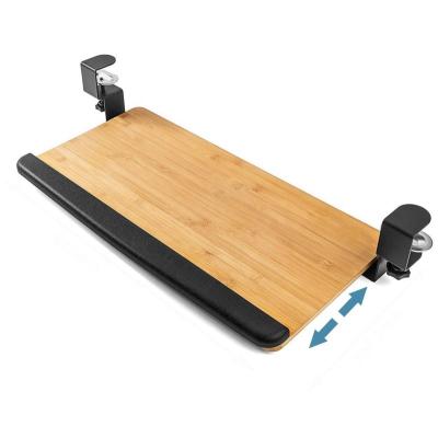 China MDF Black or Solid Bamboo Full Size Ergonomic Wrist Rest Sliding Under Desk Clamp Easy On Keyboard Tray for sale