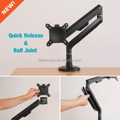 China Aluminnum Casting Executive Desk Ergonomic Full-Adjustable Three-Way Tilting LCD Monitor Desk Mount Stand Bracket for sale