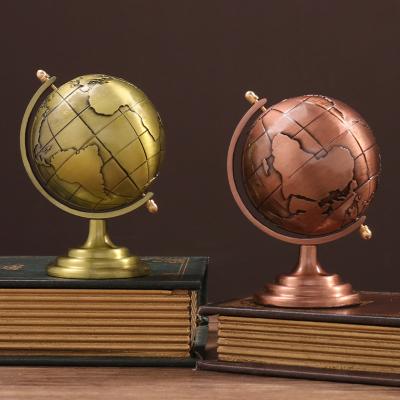 China Europe Office Desktop Study Desk Wine Cabinet Home Decoration Retro Metal Rotating Globe for sale