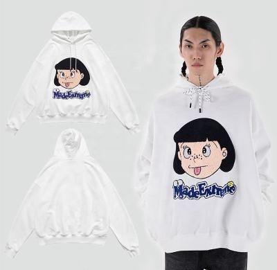 China Streetwear 14oz Cotton Breathable Oversized White Anime Hoodies Unisex 100% Chenille Hoodie for sale