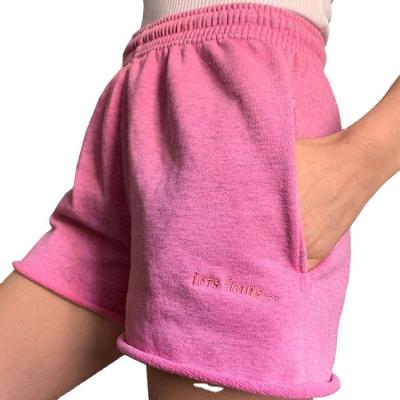 China Wholesale Cheap Price Womens Breathable Fitness Sports Shorts Embroidered Cotton Fleece Sweat Shorts for sale