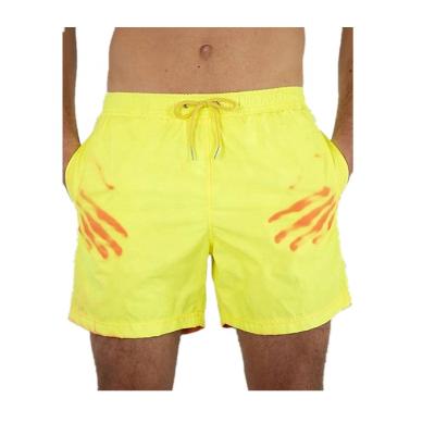 China summer male magic polyester pattern changing Anti-wrinkle OEM color swimwear quick dry custom made men surf board swim shorts for sale