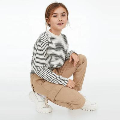 China Girls' Pants Anti-wrinkle Child's Washed Cotton 6 Years Fashion Casual Cargo Pants for sale