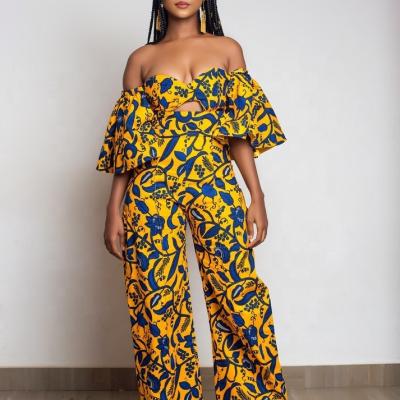 China African clothing patterns 2022 summer fashion hot sale women's clothing off the shoulder jumpsuit sexy fashion casual african clothing for sale