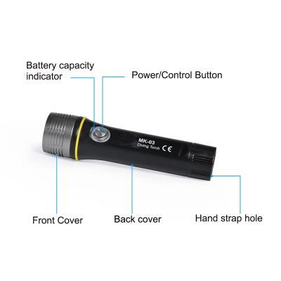 China Camping Diving Flashlight with Red Laser LED High Power Led Switch 18650 Rechargeable 1200LM Battery and Two Torch Easy for sale