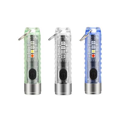 China High Quality Emergency S11New Mini Pocket USB Key Chain LED Rechargeable Flashlight Super Ray 400 Lumens Torch With SST20 LED Warning Light for sale