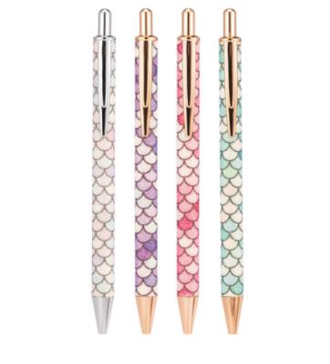 China Fluently Writing Shiny Barrel Glitter Ballpen Promotional Pens with Blue or Black Ink for sale