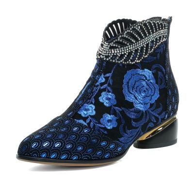 China 2022 High Quality Deodorization Autumn Winter Custom Plus Low Lady Vintage Flower Pattern Boots Women's Martin Boots Shoes for sale