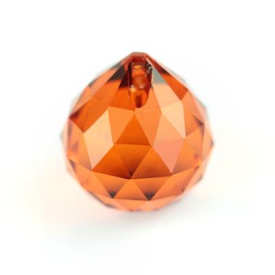 China Europe Factory Price 15mm Crystal Prism Exquisite Crystal Chandelier Red Orange Decoration Parts Home Shiny Lamp Glass Faceted Ball for sale