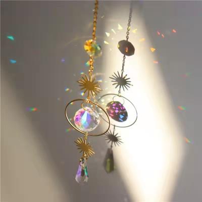 China Art New Moon Star Sun Folk Shinning Crystal Hanging Prism Garden K9 Pendant for sale