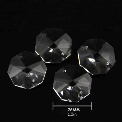 China Environment Inspection Free Shipping 26mm Clear Glass Chandelier Beads Two Holes Crystal Trimming Lamp Beads Home Crystal Lamp Octagon Beads Exquisite for sale