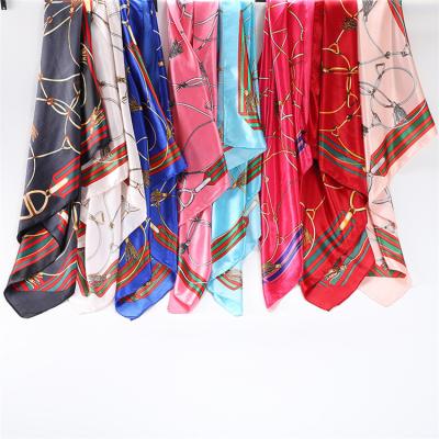 China Comfortable Attractive Silk Scarf Silk Scarf Square Print Style Wear Headscarf Headband Scarves For Ladies for sale