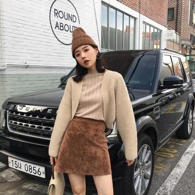 China ASM ANNA Autumn new style eco-friendly retro women knit sweater woman knitwear short loose casual cardigan for sale