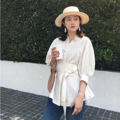 China ASM viable ANNA 2019 summer style waist joint shirt spring new seven points long sleeve shirt for sale