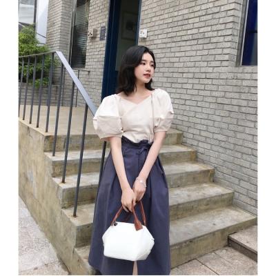 China ASM ANNA Summer New Breathable Cotton Hemp Strappy Halter Women Long High Waist Skirt,Latest Fashion Lady Eco-friendly Breathable Skirt for sale