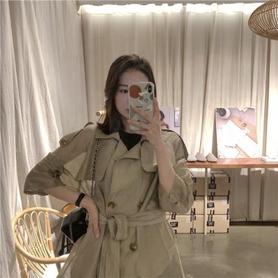 China ASM ANNA Pure Linen Blends Perspective Sun Protection Silk Viable Thin Tie Coat Female Short Anorak for sale