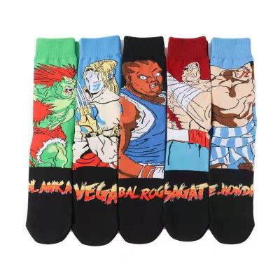 China A013 Fashion Street Fighter Sock Tube Calcetines Comic Happy Crew Sock Breathable Funny Man Woman Cotton Funky for sale