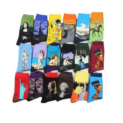 China F008 autumn and winter new and art series world famous painting men's socks personality art personality oil painting socks QUICK DRY for sale