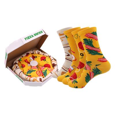 China M002 QUICK DRY pizza socks pizza box cotton gift custom socks Europe and the United States fashion creative gift box socks 4 pairs for sale