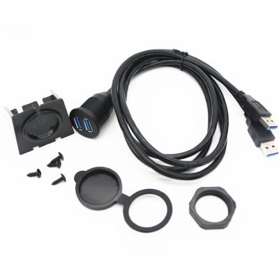 China OEM Factory Car Dash Flush Panel Mount Dual USB 3.0 Waterproof Extension Cable, Car USB Cable for Car Boat Motorcycle Dashboard for sale