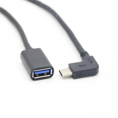 China Factory Price Mobile Phone OTG Cable USB 3.0 Female To Left Right Angle Type C Male Adapter Connector Usb C OTG 90 Degree Cable for sale