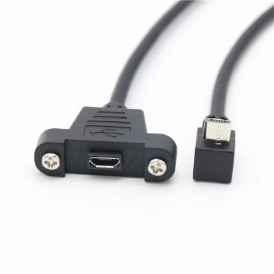 China Wholesale 90 Degree Micro USB Male Video Game Player To Micro Female Extension Cable Panel Mount With Screws for sale