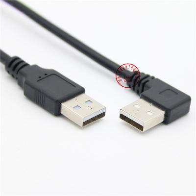 China COMPUTER USB 2.0 Male to Male Data Cable 90 Degree Left Right Angle AM ​​to AM Computer Adapter Cables Full Black USB 2.0 Cable in copper for sale