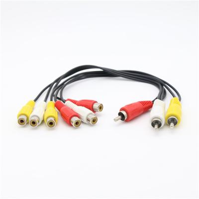 China Car AV Cable 3RCA Male To Rca Female Audio Cable AV Video 6RCA AV Splitter Attach For TV DVD CD Set Top Box for sale