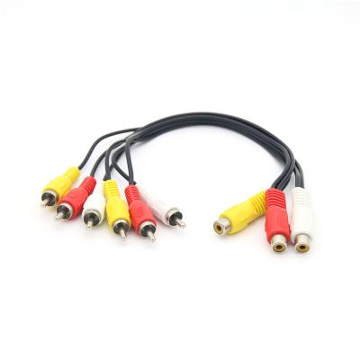 China Car AV Cable 3RCA FemaleTo 6RCA Male Audio Video Rca Cable Video Splitter AV Cord for TV DVD CD Set-top Box for sale