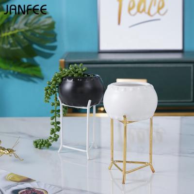 China 2020 Modern Gold Plated Hydroponic Greens Desktop/Desktop Flower Vase Planting Iron Art/Ceramic Multi-flesh Flower Pot for sale