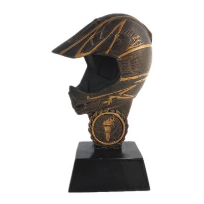 China Europe Polyresin Motorsports Trophy Racing Helmet Carving Awards for sale