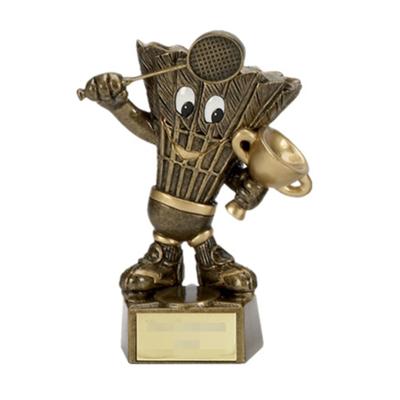 China Funny Europe Badminton Doll Resin Sports Trophy for sale