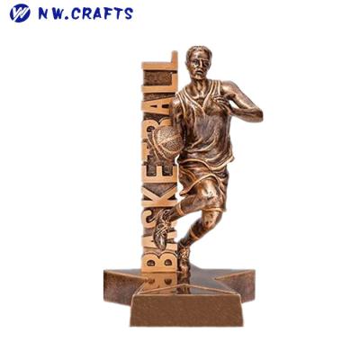 China 2017 new Europe style 3d player statue resin basketball trophy male wholesale for sale