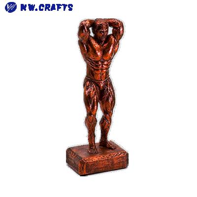 China Wholesale Europe resin copper fitness muscle man statue bodybuilding trophy for sale