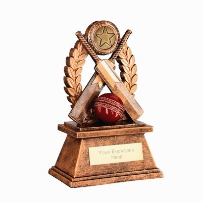 China Europe Gold Resin Laurel Wreath Cricket Bats Trophy Award for sale