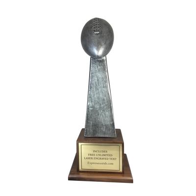 China Europe Fantasy Resin Football Trophy On Walnut Color Base for sale