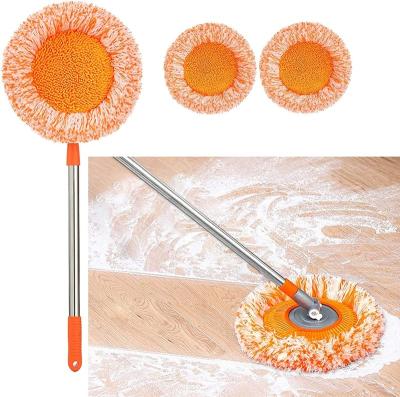 China Sustainable Microfiber Wipers For Floor Cleaning Dust Mop With Height Adjustable Handle 360 ​​Spinning Rotating Broom for sale