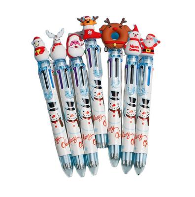 China Christmas Feature Color Magic Pen Creative Santa Claus Xmas Multi Point Pen Gift Christmas Pen Student Tree Deer for sale