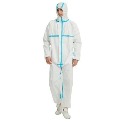 China Disposable medical clothing dangerous goods splash proof breathable protectiveisolationclothing microporous coveralls in public p for sale