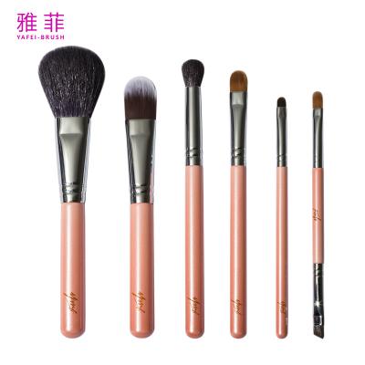 China Stylische Kupfer-Ferrule 6PCS Kleines Make-up-Bürste-Set mit Aufbewahrung zu verkaufen