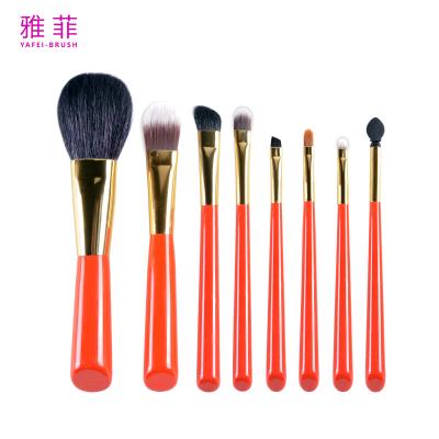 China Wooden Handle Makeup Brush Small Set 8PCS Portable Makeup Brush Set for sale