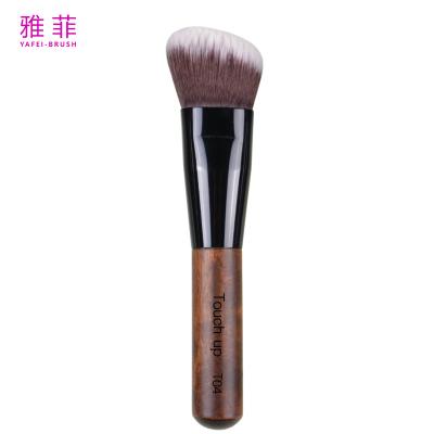 中国 Nylon Hair Contour Brush Foundation Make-Up Brush Wood Handle Thickened Aluminium 販売のため