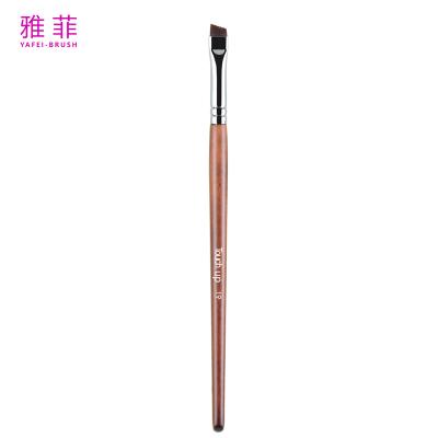 China TOUCH UP 19 Logotipo personalizado fina delgada Vegana ceja maquillaje de bronce de cepillo mango de madera en venta