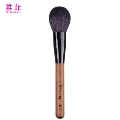 China T07 OEM/ODM Logo High Quality Goat Natural Hair Powder Blush Makeup Brushes Copper Tube Wood Handle Handcrafted Te koop