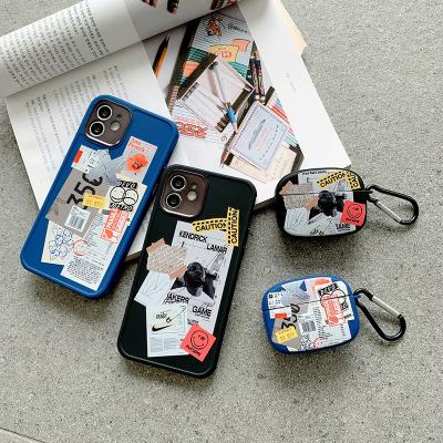 China Fashion Tide Brand Silicone IMD Shockproof Cover For iPhone 12 11 pro Max Mini X XS 7 8 plus Airpods 1 pro 2 Earphone Case Cell Phone Bag for sale