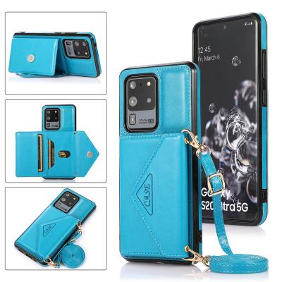 China Fashion Shockproof Cross - Body Wallet Card Slot Leather Phone Cover For Samsung Galaxy Note20 S10 S20 S21 Ultra Plus Cell Phone Filter Frame for sale