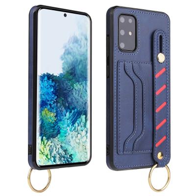 China Business Wrist Strap Card Slot Leather Cell Phone Shockproof Cover For Samsung Galaxy Note20 S10 S20 S21 Ultra Plus Frame Mobile Phone Filter for sale