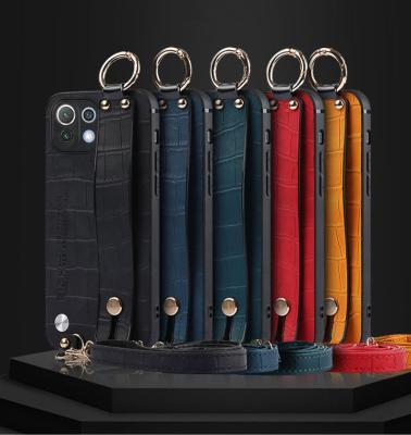 China Shockproof Luxury Fancy Cross - Body Wrist Band Alligator Leather Cell Phone Case For Xiaomi 11 Pro Youth Edition Cell Phone Funda Bags for sale