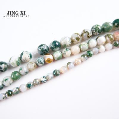 China DIY Jewelry Making Tree Pattern Agate 6mm 8mm 10mm Loose Bead Gemstone Material Wholesale Manufacturer High Quality Natural Color Weight for sale