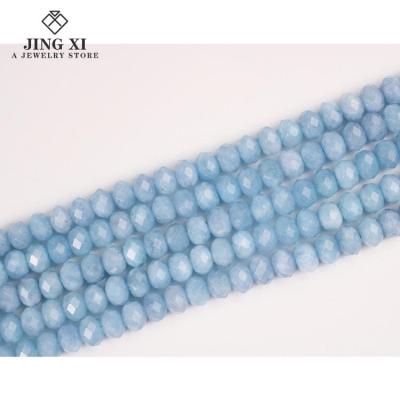 China Jewelry Making Natural Blue Aquamarine Loose Polished Smooth Spacer Beads For Jewelry Making Bracelet Necklaces for sale